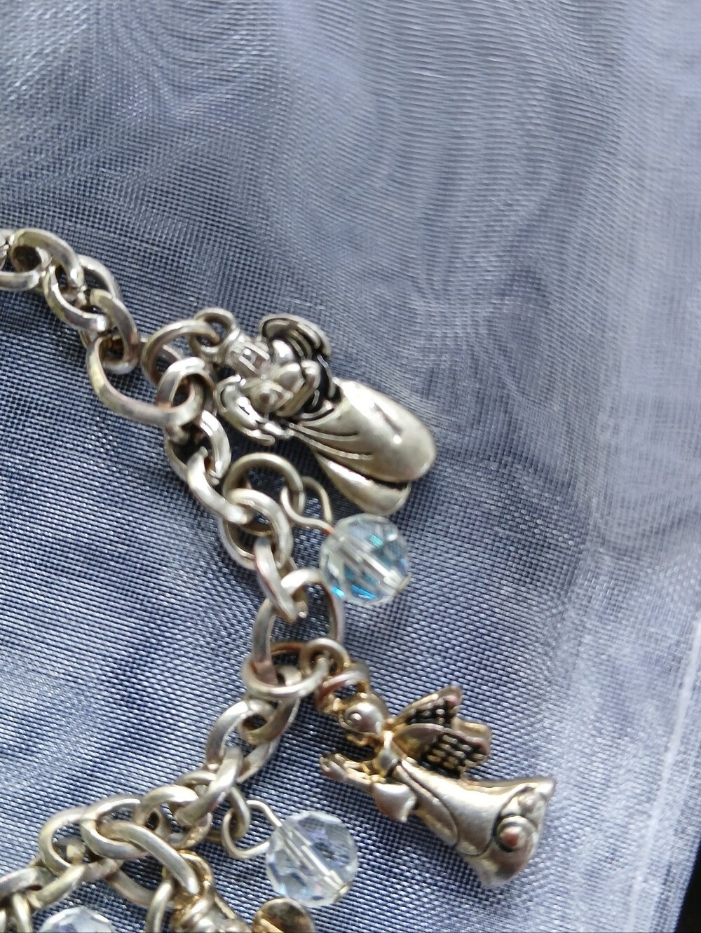 Angels Friendship Charm Bracelet Silvertone Faith Religious Heart Jewelry - Picture 8 of 10